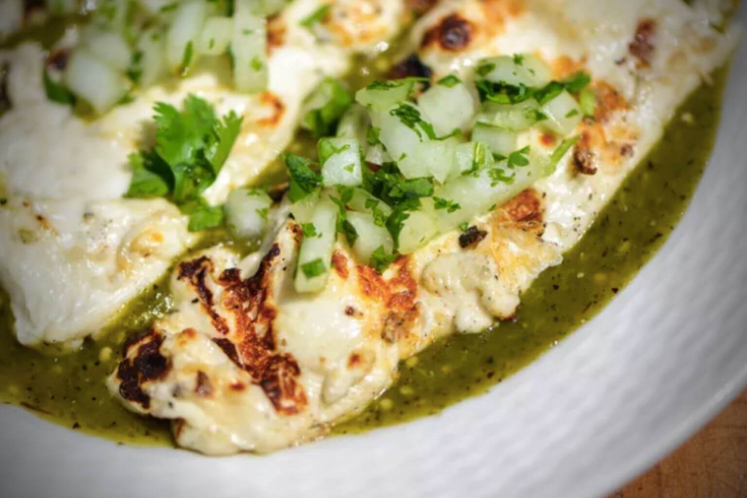 Grilled panela cheese with salsa verde