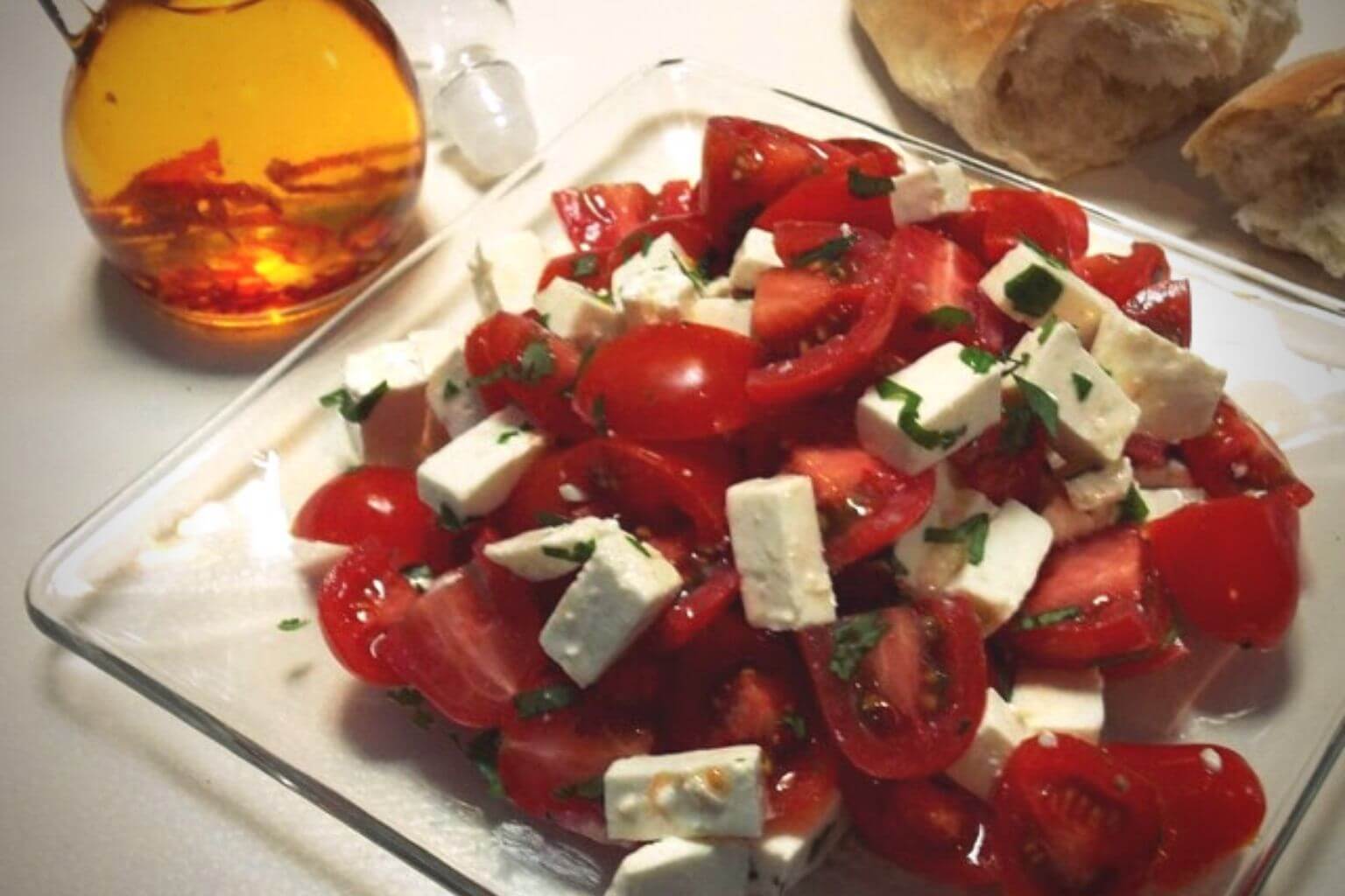 Caprese salad made with panela cheese